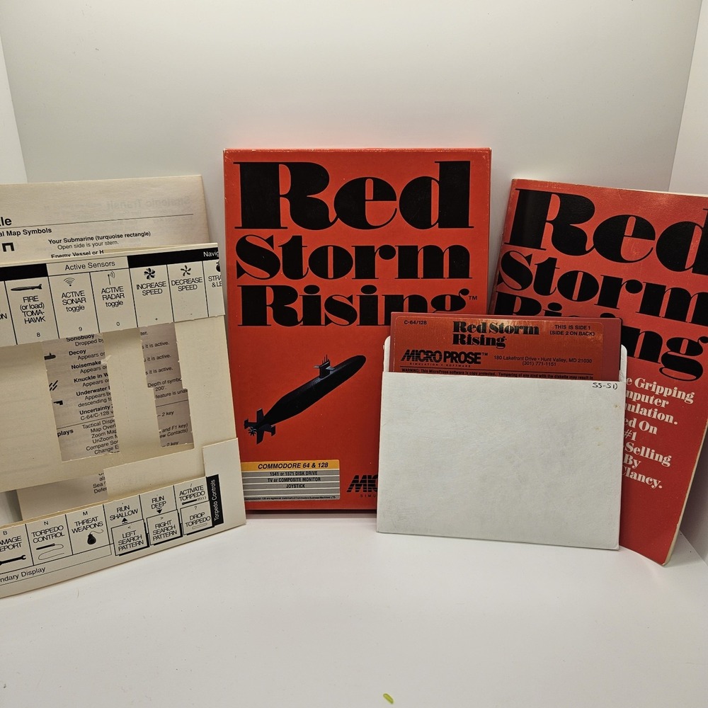 Red Storm Rising Commodore 64/128 Complete CIB MicroProse 5.25" Disk‎ Untested
